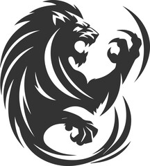 A lion slashing with its claws extended vector