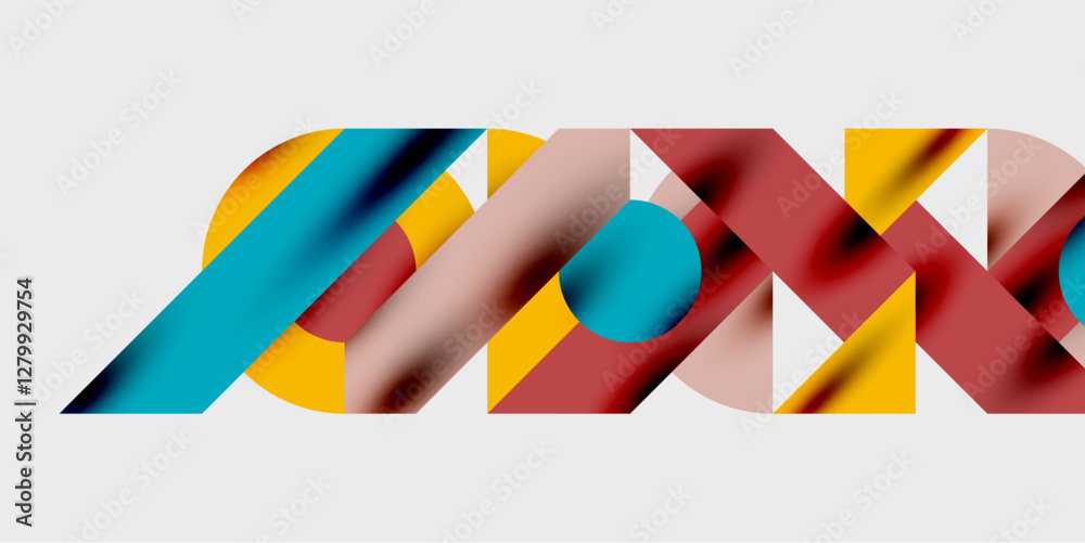Aufkleber Modern abstract background featuring circles, lines, and triangles in a dynamic geometric composition. Perfect for stylish, tech, or creative-themed designs