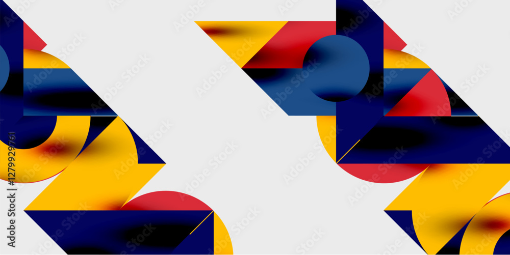 Aufkleber Modern abstract background featuring circles, lines, and triangles in a dynamic geometric composition. Perfect for stylish, tech, or creative-themed designs
