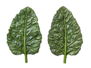 Pair of swish chard leaf isolated on transparent background