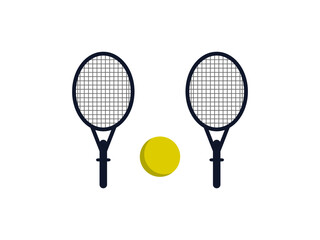 tennis rackets with yellow tennis ball vector isolated on white 