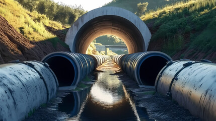 Concrete Pipe Tunnel with Waterlogged Section