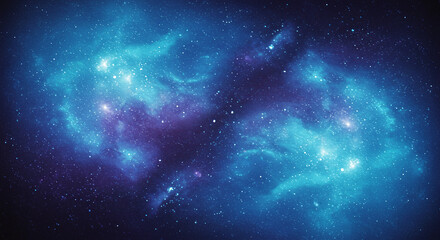 Starry Depths: Azure Nebulas and Glimmering Stars - A Dreamlike Galaxy with Swirls of Blue and Violet, Evoking the Tranquil Majesty of Cosmic Phenomena