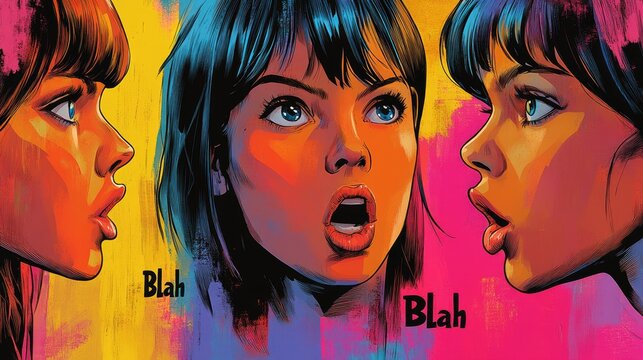Blah blah blah: comic text, humorous words, exaggerated speech, funny dialogue, playful chatter, casual talk, silly remarks, comic conversation, amusing exchange, lighthearted banter comical .
