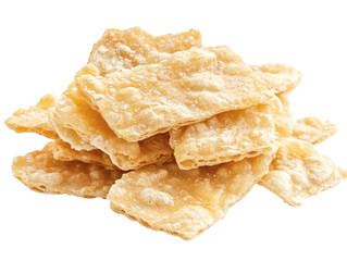 Pile of crispy saltine crackers isolated on transparent background