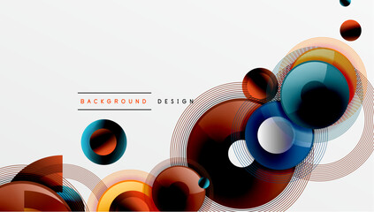 Obraz premium Sleek vector design with overlapping circles in vibrant colors and smooth gradients. Dynamic composition with depth, symmetry, and minimalistic elegance on a light background