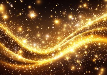 Obraz premium Glimmering Gold Starry Background with Sparkling Lights and Waves for Festive and Elegant Designs