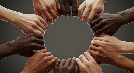 Multicultural Hands Joining Forming Circle Unity and Diversity Concept