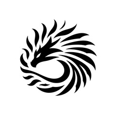 Naklejka premium AI Generate of Stylized Dragon Skin Pattern, iconic, icon, simple, elegant, abstract, circular shape. Fierce and mythical appearance, for logos, tattoos, and fantasy-themed branding.