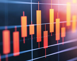 Tech stocks financial market volatility. Dynamic market analysis with vibrant candlestick patterns