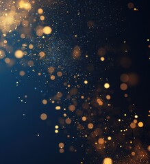 Fototapeta premium Glittering golden particles on a dark background creating a dreamy and magical atmosphere for festive or celebratory themes