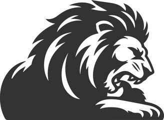 A lion biting down on prey vector animal silhouette