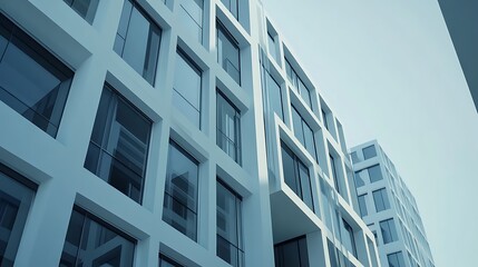 Modern apartment buildings, city view, urban landscape, architecture, business