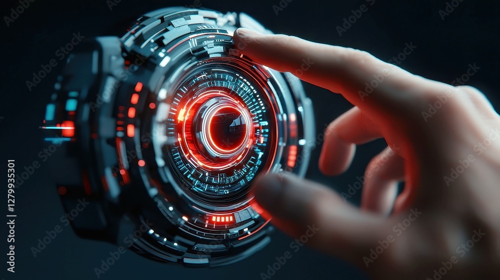 Poster ai transparency enforcer, a futuristic tool designed to uphold transparency in ai systems, featuring