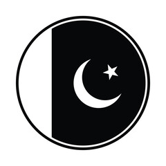 Flag of Pakistan. Pakistan circle flag logo icon computer vector illustration design. Pakistan black icon flag