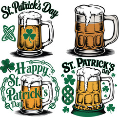 St. Patrick's Day Beer Mugs with Shamrock Designs