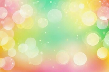 Obraz premium abstract Glowing blurred fresh vivid spring summer delicate light green pastel yellow pink orange bokeh background texture with bright circular soft color lights