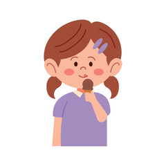 Student Eating Little Girl Ice cream Cute Cartoon