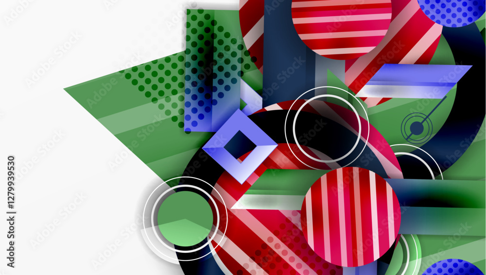 Poster abstract design with layered geometric shapes
