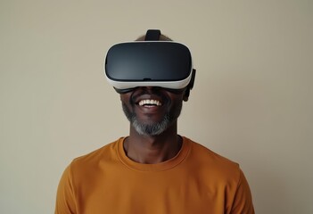 African man wearing virtual reality headset