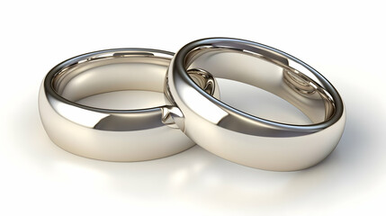 Two wedding bands, love, promise, white background, marriage concept