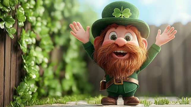 Joyful Leprechaun Dances a Lively Irish Jig in Cartoon 3D Animation  Cheerful green clad character celebrates traditional folklore with energetic whimsical movements on a white background