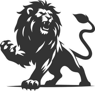 A lion in a battle stance and ready to attack vector animal silhouette