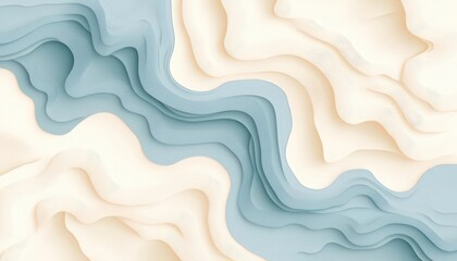 Obraz premium Abstract Pastel Blue and Beige Wavy 3D Relief Texture Background