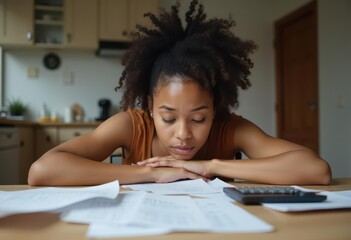 young woman stressed of bills