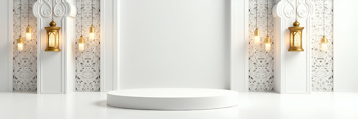  Elegant Ramadan Background with Golden Crescent Moon and Lanterns