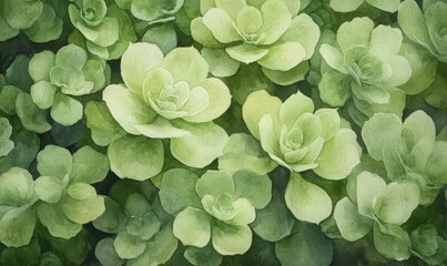 Pale Green Succulents Close Up Texture Background