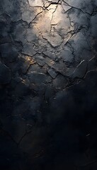 Dark and textured abstract image representing a cracked stone surface
