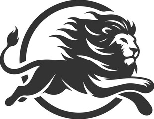 A lion chasing after its prey at full speed vector animal silhouette