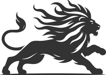 A lion chasing after its prey at full speed vector animal silhouette