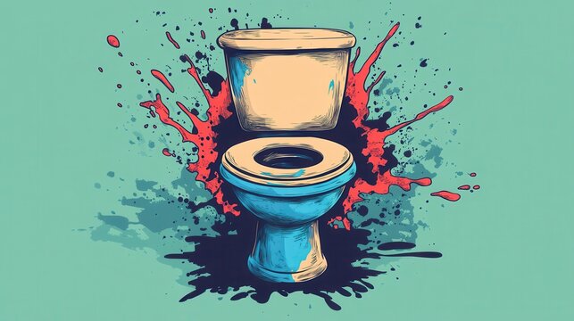 Stylized illustration of a toilet with splash. Perfect for blogs about plumbing, cleaning, or humor.