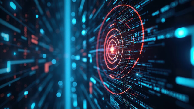 Digital Code Target HUD Interface - Cybersecurity