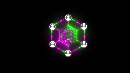 Digital network connecting people globally, Animation of profile pictures and lines around globe against numbers on blue background. Digital composite Social media - Powered by Adobe