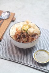 Tekwan is Indonesian Traditional Food from Palembang. Made from fish and tapioca. Served with shrimp sauce.
