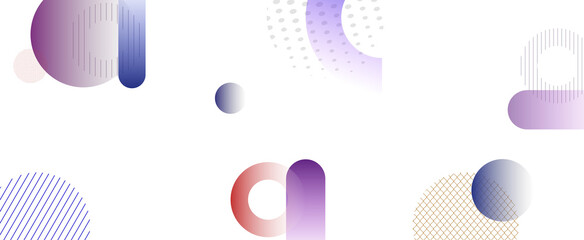 Abstract Circles design backdrop gradient pattern with blue purple red orange and pink patterns on solid white background