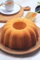 Cake Tape or Fermented Cassava Cake in white plate cake on white background
