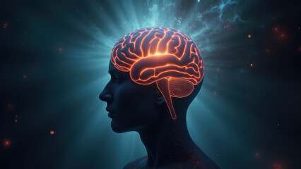 Glowing Brain, Human Mind, Neural Network - AI & Technology