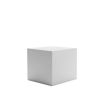 Minimalistic white cube podium platform isolated on transparent background, PNG for elegant product display