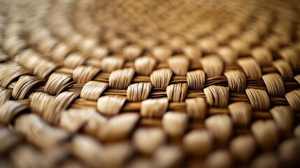 A handwoven rattan texture, light and dark brown contrast, intricate natural weaving