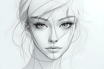 Abstract face one line drawing. Portrait minimalistic style. Fine one line drawing abstract face. One line drawing abstract faces. Modern continuous line art.