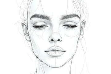 Abstract face one line drawing. Portrait minimalistic style. Fine one line drawing abstract face. One line drawing abstract faces. Modern continuous line art.