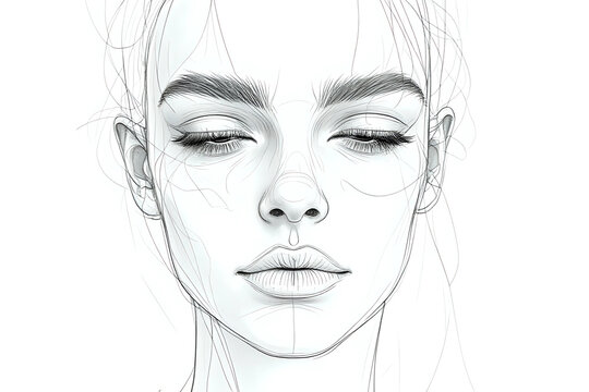 Abstract face one line drawing. Portrait minimalistic style. Fine one line drawing abstract face. One line drawing abstract faces. Modern continuous line art.