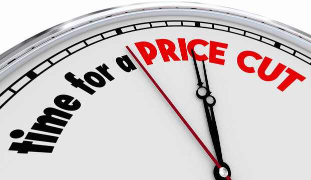 Time for a Price Cut Cost Reduction Lower Cost Money Savings 3d Illustration
