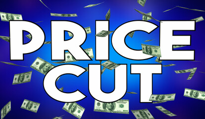 Price Cut Money Falling Costs Reduction Lower Sale Offer Discount 3d Illustration