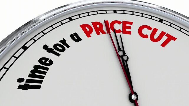 Time for a Price Cut Cost Reduction Lower Cost Money Savings 3d Animation
