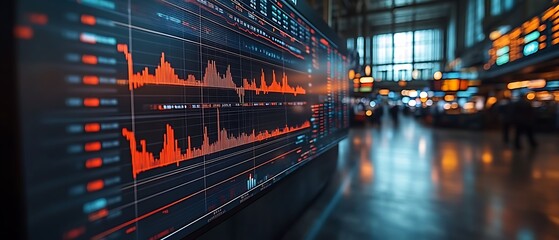 Fototapeta premium Stock Market Data Wall Display